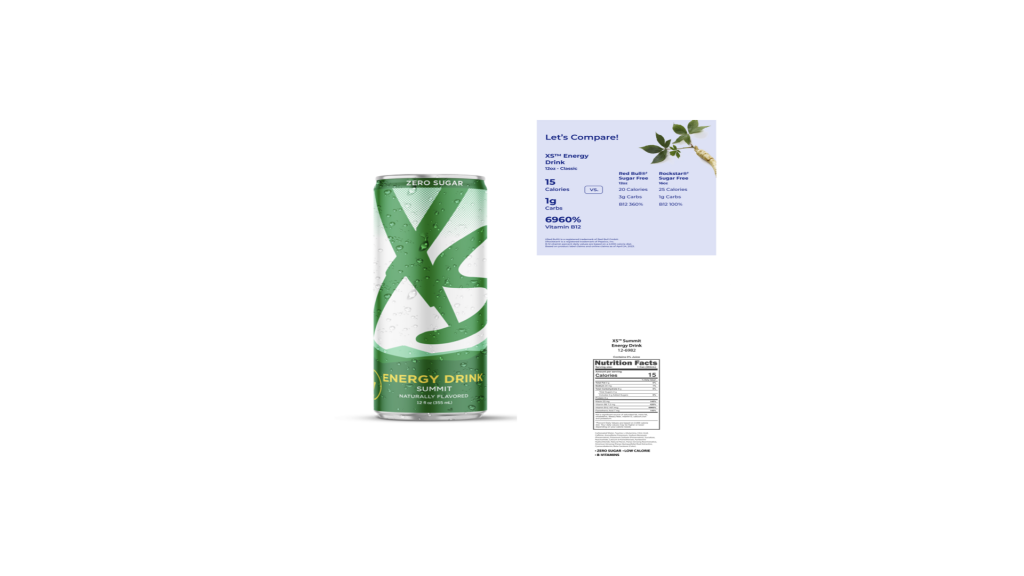 XS Summit Blast Energy Drink green can with bright citrus and lime accents on a fresh, high-energy background